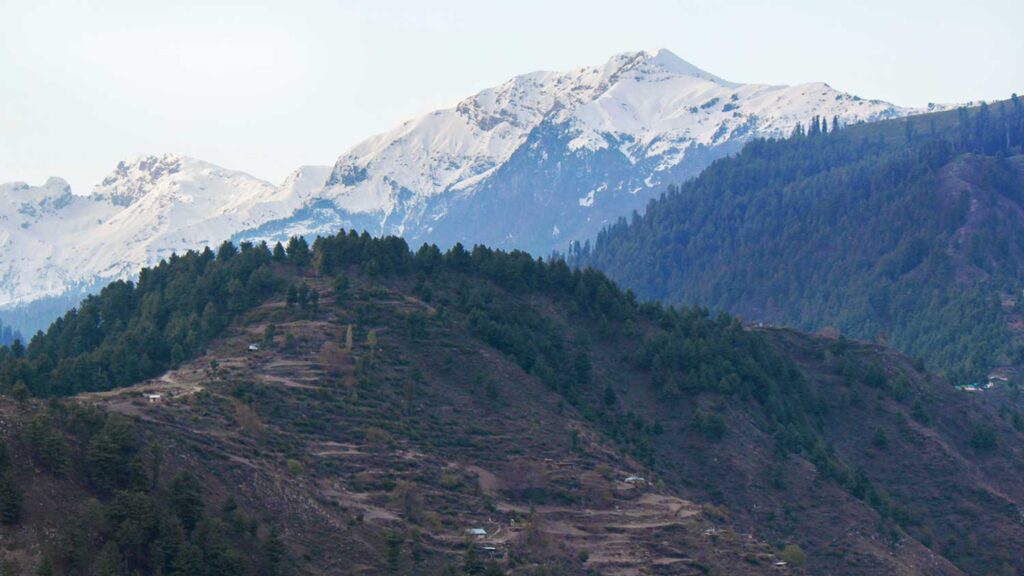 Snow-Covered Mountain View From Shogran Valley